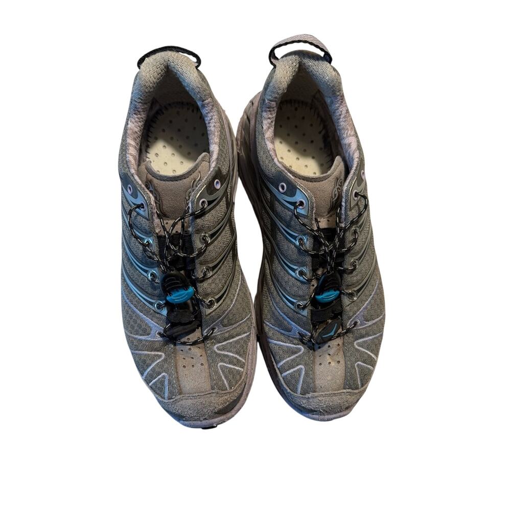 Hoka One One Gray and Blue Women's Athletic Shoes 9